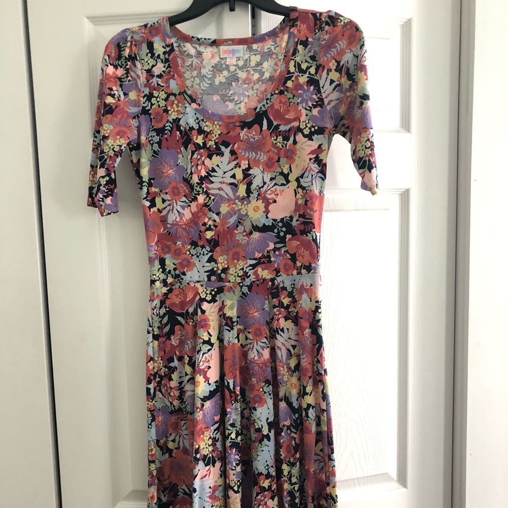 LulaRoe Nicole floral print a-line dress